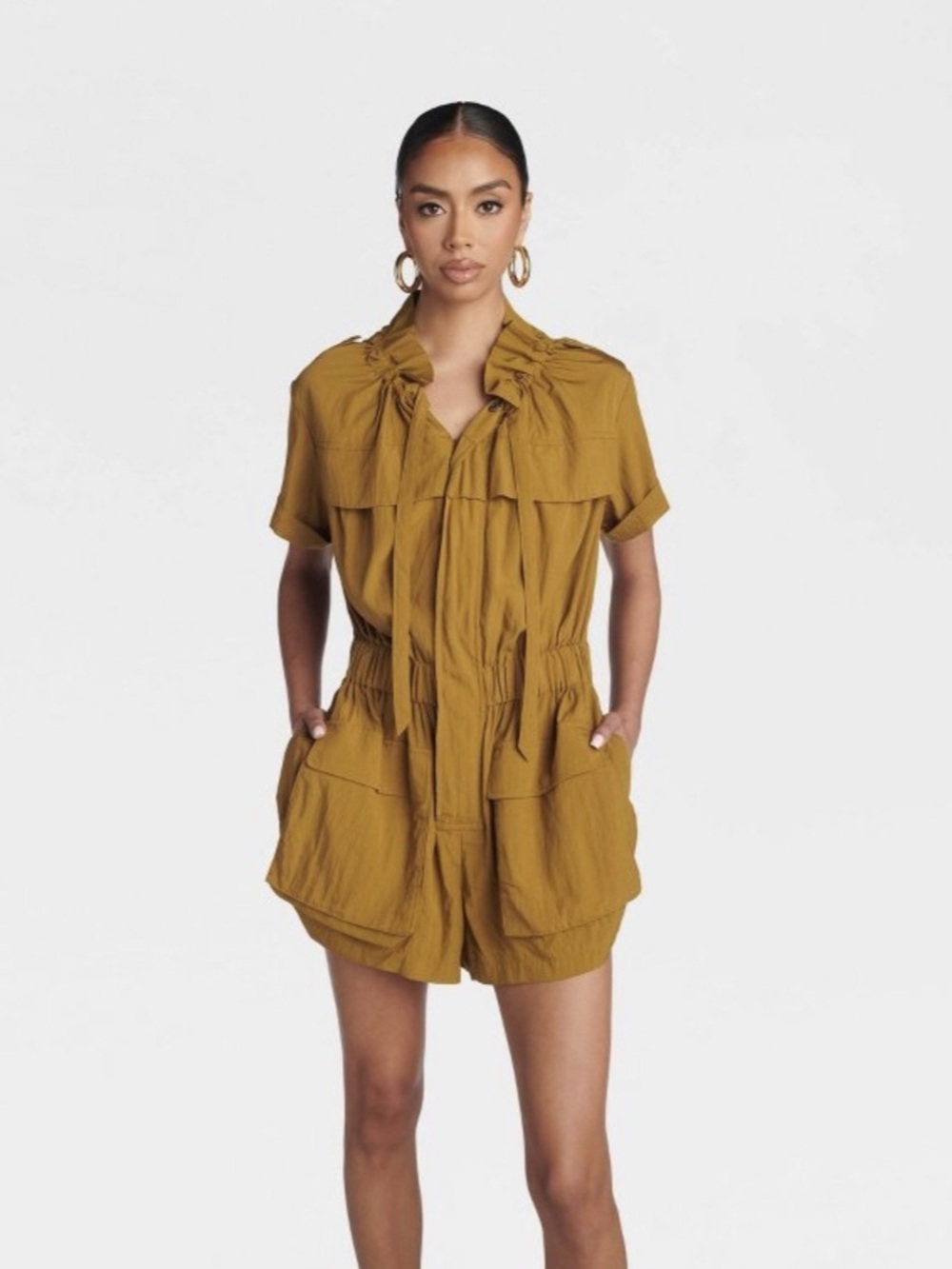 KBB by KAHLANA Short Sleeve 'The Utility Romper' Green XL NWT